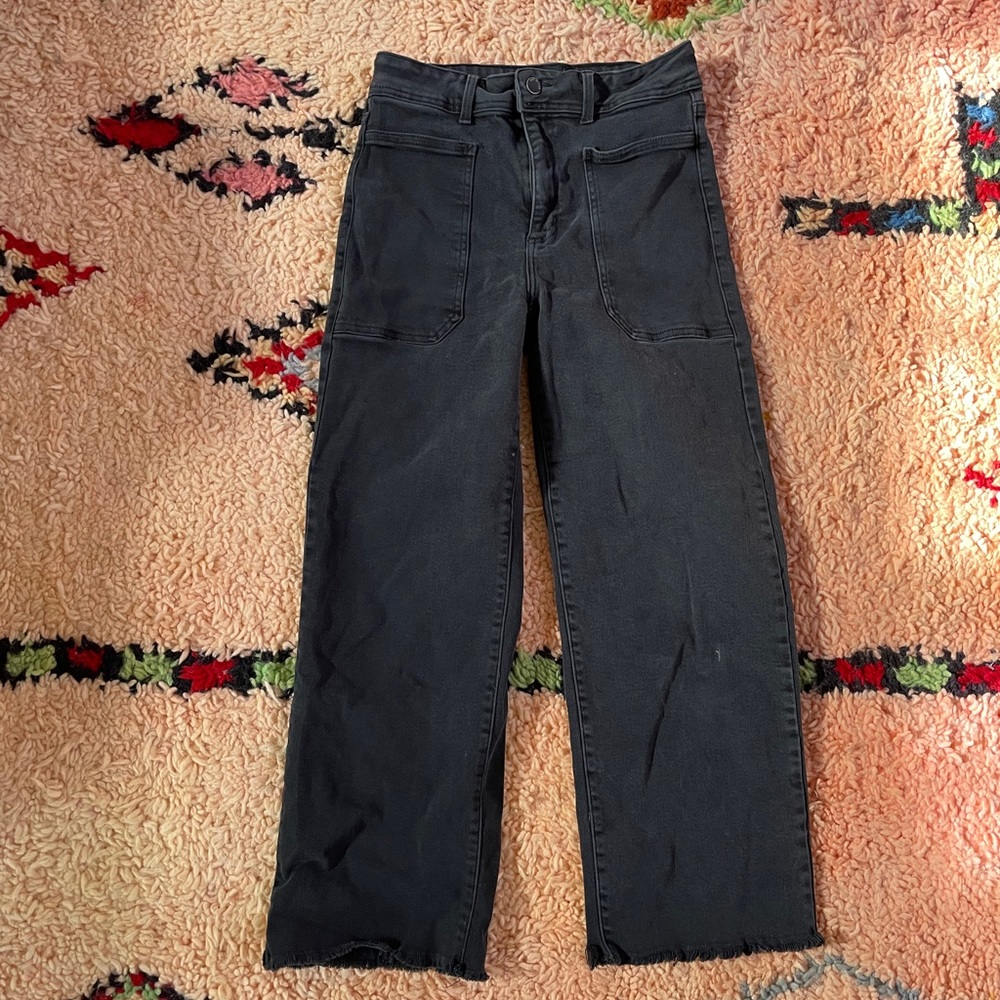 Just black denim wide leg crop